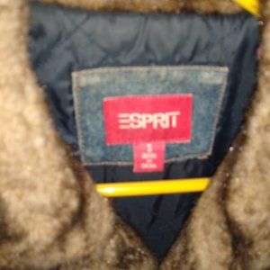ESPRIT padded jean jacket, faux fur